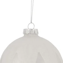 Outlet 4" Pearl White and Glitter Glass Ball Christmas Ornament Glass|Ball Ornaments