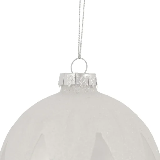 Outlet 4" Pearl White and Glitter Glass Ball Christmas Ornament Glass|Ball Ornaments