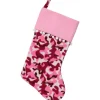 Best 15.75" Pink and Brown Camouflage Christmas Stocking with Cuff Stockings