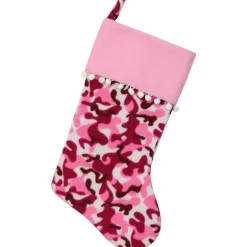 Best 15.75" Pink and Brown Camouflage Christmas Stocking with Cuff Stockings