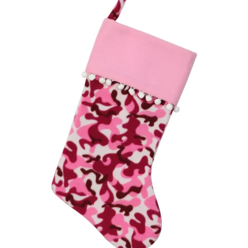 Best 15.75" Pink and Brown Camouflage Christmas Stocking with Cuff Stockings