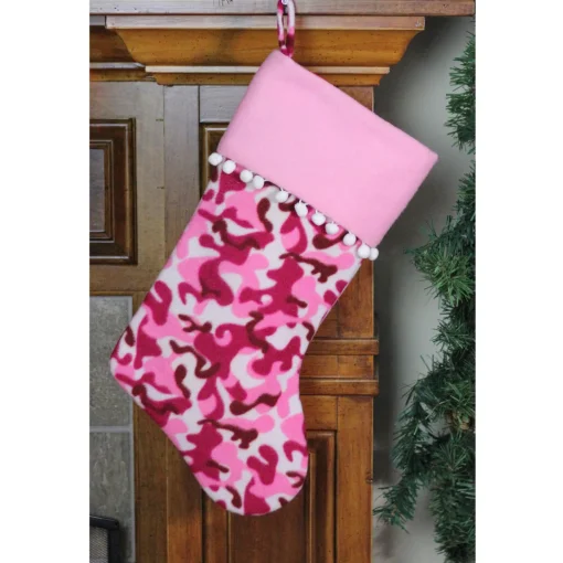 Best 15.75" Pink and Brown Camouflage Christmas Stocking with Cuff Stockings