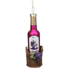 Best 6.25" Pink and Brown Wine Bottle Hanging Christmas Ornament Food & Beverage