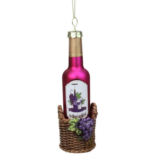 Best 6.25" Pink and Brown Wine Bottle Hanging Christmas Ornament Food & Beverage