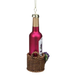 Best 6.25" Pink and Brown Wine Bottle Hanging Christmas Ornament Food & Beverage