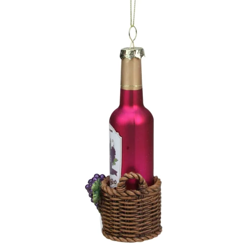 Best 6.25" Pink and Brown Wine Bottle Hanging Christmas Ornament Food & Beverage