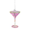 Hot 7" Pink and Clear Blown Happy Birth-Tini Martini Cocktail Glass Christmas Ornament Food & Beverage