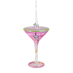 Hot 7" Pink and Clear Blown Happy Birth-Tini Martini Cocktail Glass Christmas Ornament Food & Beverage
