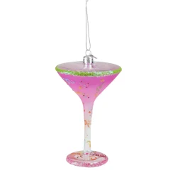 Hot 7" Pink and Clear Blown Happy Birth-Tini Martini Cocktail Glass Christmas Ornament Food & Beverage