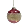 4" Pink and Gold Glitter Frosted Glass Ball Christmas Ornament Glass|Ball Ornaments