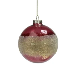 4" Pink and Gold Glitter Frosted Glass Ball Christmas Ornament Glass|Ball Ornaments