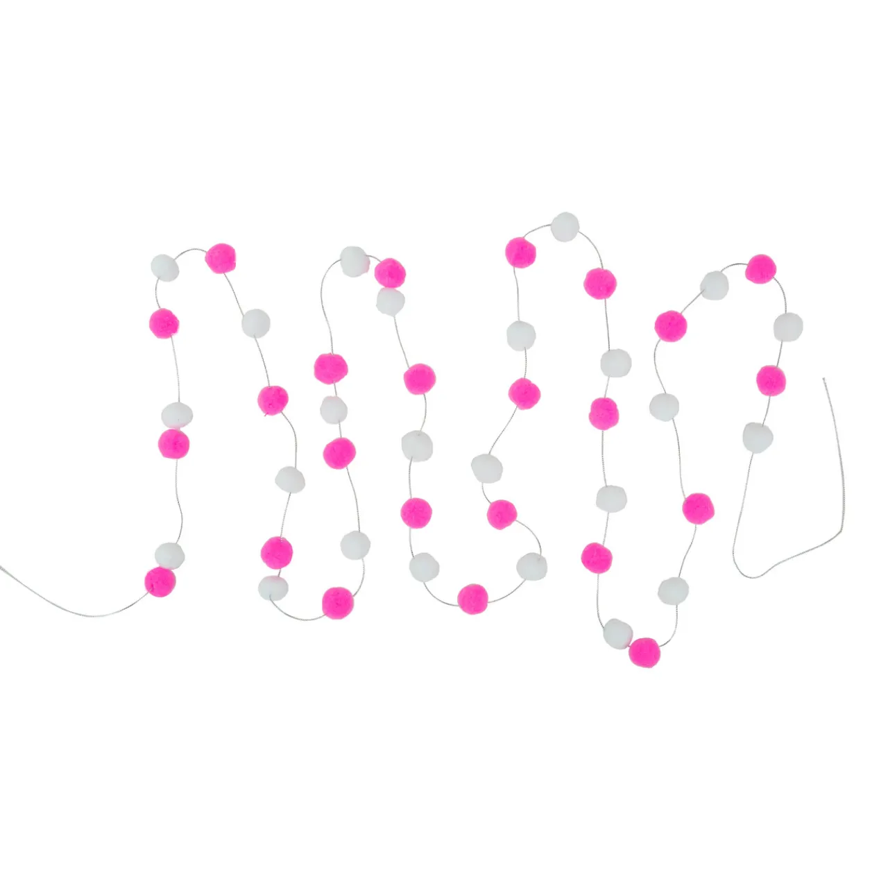 Best 9' Pink and White Plush Snowball Christmas Garland Pre Decorated