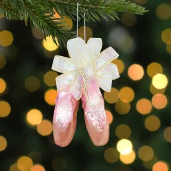Discount 3" Pink Ballerina Slippers Glass Christmas Ornament Fashion & Beauty