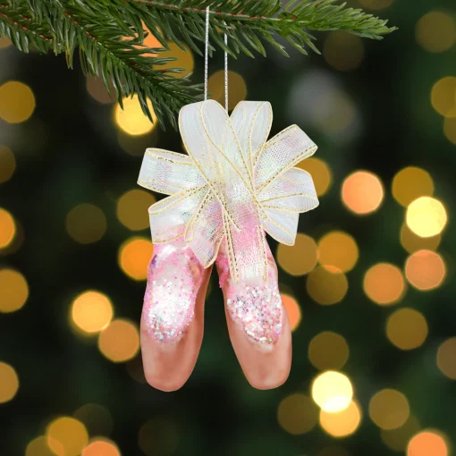 Discount 3" Pink Ballerina Slippers Glass Christmas Ornament Fashion & Beauty