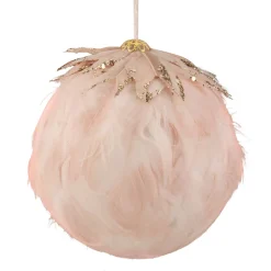 Hot 8" Pink Glitter Feather Hanging Christmas Ornament Glass|Ball Ornaments