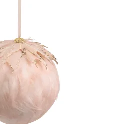 Hot 8" Pink Glitter Feather Hanging Christmas Ornament Glass|Ball Ornaments