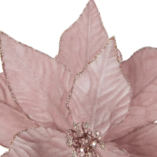 24" Pink Glittered Poinsettia Christmas Stem Spray Sprays, Picks & Branches