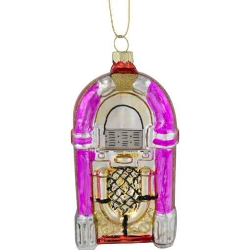 New 5" Pink Retro Juke Box Glass Christmas Ornament Novelty