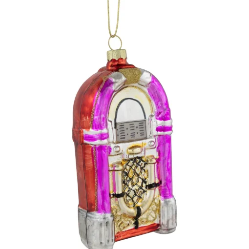 New 5" Pink Retro Juke Box Glass Christmas Ornament Novelty
