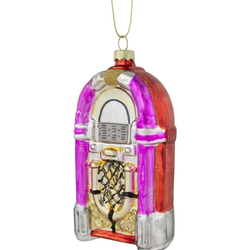 New 5" Pink Retro Juke Box Glass Christmas Ornament Novelty