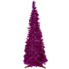 Clearance 6' Pink Tinsel Pop-Up Artificial Christmas Tree, Unlit Pop Up