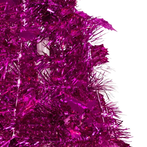 Clearance 6' Pink Tinsel Pop-Up Artificial Christmas Tree, Unlit Pop Up