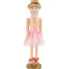 Discount 15.5" Pink Tutu Blonde Wooden Ballerina Wooden Christmas Nutcracker Nutcrackers