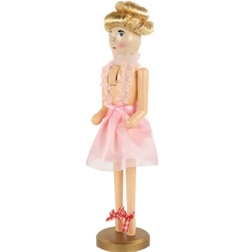 Discount 15.5" Pink Tutu Blonde Wooden Ballerina Wooden Christmas Nutcracker Nutcrackers