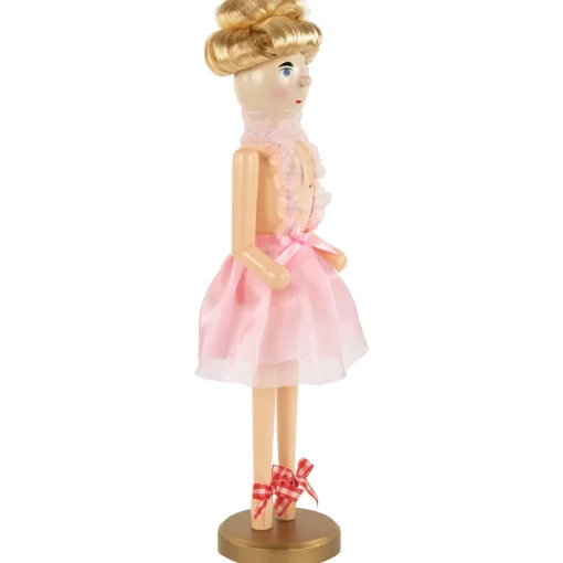 Discount 15.5" Pink Tutu Blonde Wooden Ballerina Wooden Christmas Nutcracker Nutcrackers