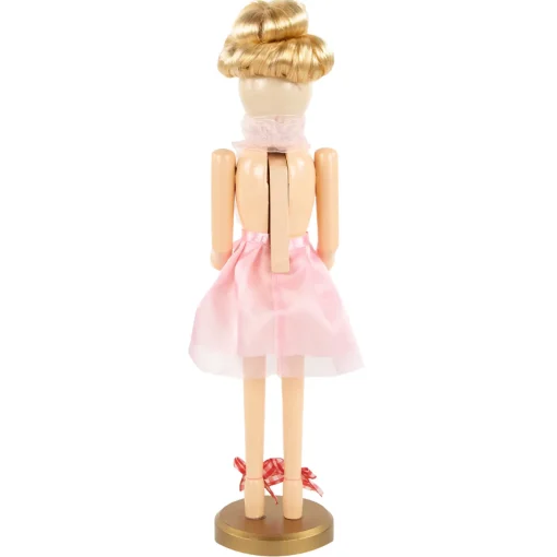 Discount 15.5" Pink Tutu Blonde Wooden Ballerina Wooden Christmas Nutcracker Nutcrackers