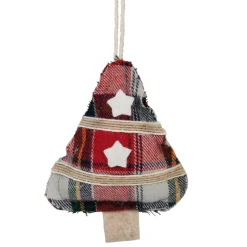 Discount 4" Plaid Christmas Tree Shaped Plush Ornament Garden & Floral