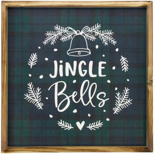 Best 15.75" Plaid 'Jingle Bells' Christmas Wall Sign Wall