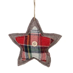 New 4.5" Plaid Star Shaped Plush Christmas Ornament Symbols