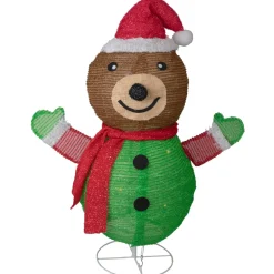Clearance 25" Pop-up Bear Wearing Santa Hat Outdoor Christmas Decoration Animals