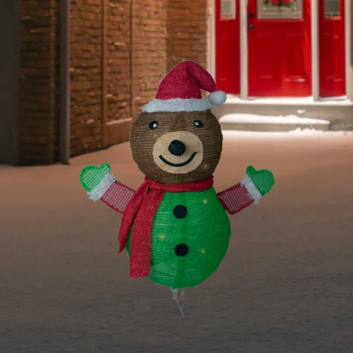 Clearance 25" Pop-up Bear Wearing Santa Hat Outdoor Christmas Decoration Animals