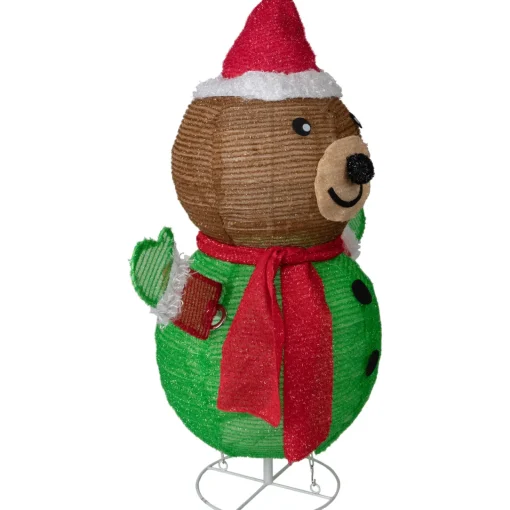 Clearance 25" Pop-up Bear Wearing Santa Hat Outdoor Christmas Decoration Animals