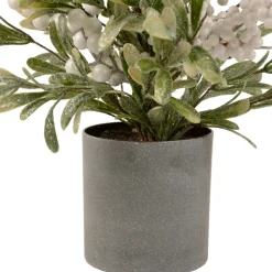 New 2' Potted White Berry and Frosted Pine Christmas Tree, Unlit Potted