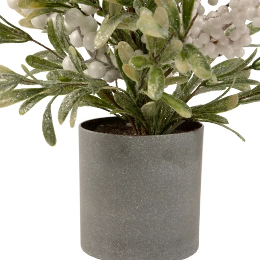 New 2' Potted White Berry and Frosted Pine Christmas Tree, Unlit Potted