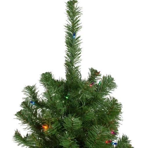 6' Pre-Lit Alberta Pine Slim Artificial Christmas Tree - Multi Lights Pre-Lit