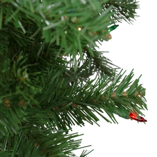 6' Pre-Lit Alberta Pine Slim Artificial Christmas Tree - Multi Lights Pre-Lit