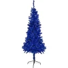 New 6' Pre-Lit Blue Artificial Tinsel Christmas Tree, Clear Lights Colorful