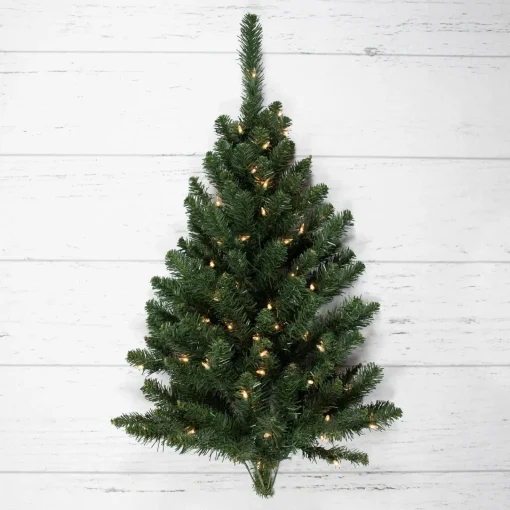 Sale 3' Pre-Lit Buffalo Fir Artificial Christmas Wall or Door Tree, Clear AlwaysLit Lights Wall Trees