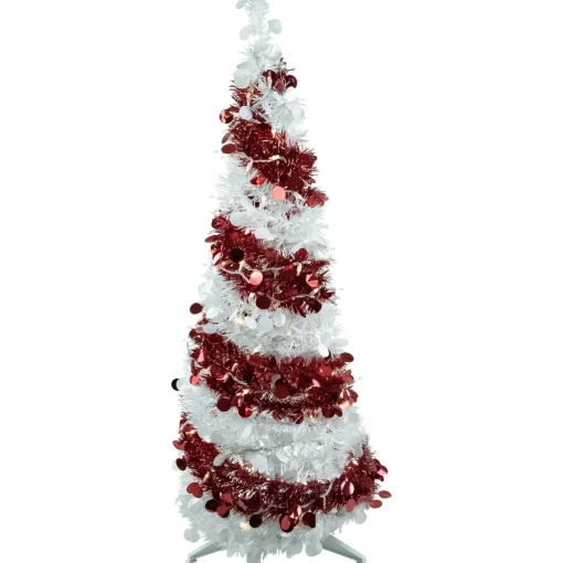 4' Pre-Lit Candy Cane Pop-Up Artificial Christmas Tree, Clear Lights Pop Up
