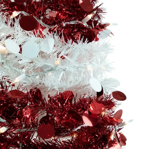 4' Pre-Lit Candy Cane Pop-Up Artificial Christmas Tree, Clear Lights Pop Up