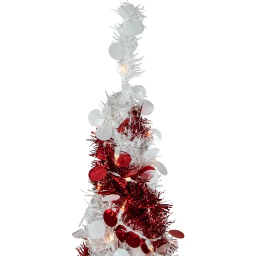 4' Pre-Lit Candy Cane Pop-Up Artificial Christmas Tree, Clear Lights Pop Up