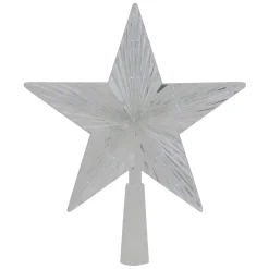 Best 8" Pre-Lit Clear Crystal Star Christmas Tree Topper - Clear LED Lights Stars