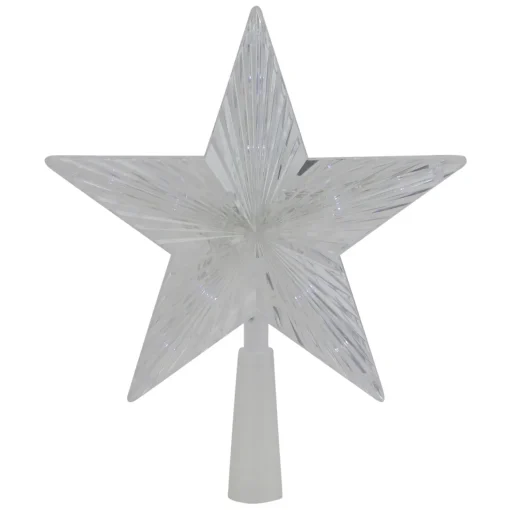 Best 8" Pre-Lit Clear Crystal Star Christmas Tree Topper - Clear LED Lights Stars