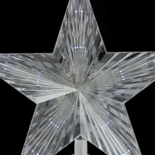 Best 8" Pre-Lit Clear Crystal Star Christmas Tree Topper - Clear LED Lights Stars