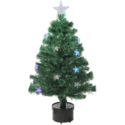 Discount 3' Pre-Lit Color Changing Fiber Optic Christmas Tree with Stars Fiber Optic