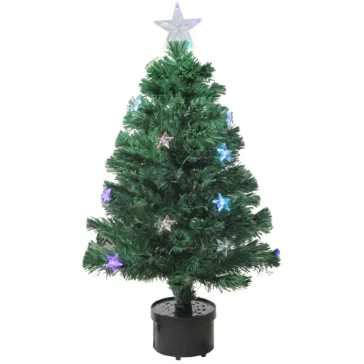 Discount 3' Pre-Lit Color Changing Fiber Optic Christmas Tree with Stars Fiber Optic